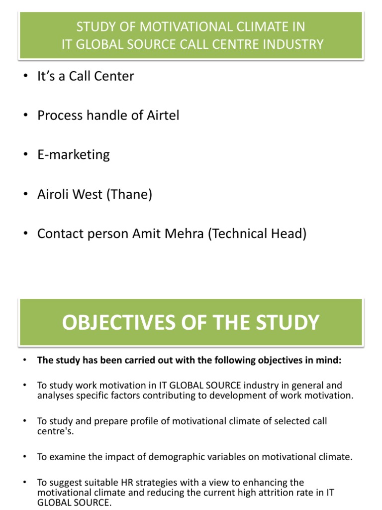 Motivational Climate in Call Centers | PDF | Career & Growth