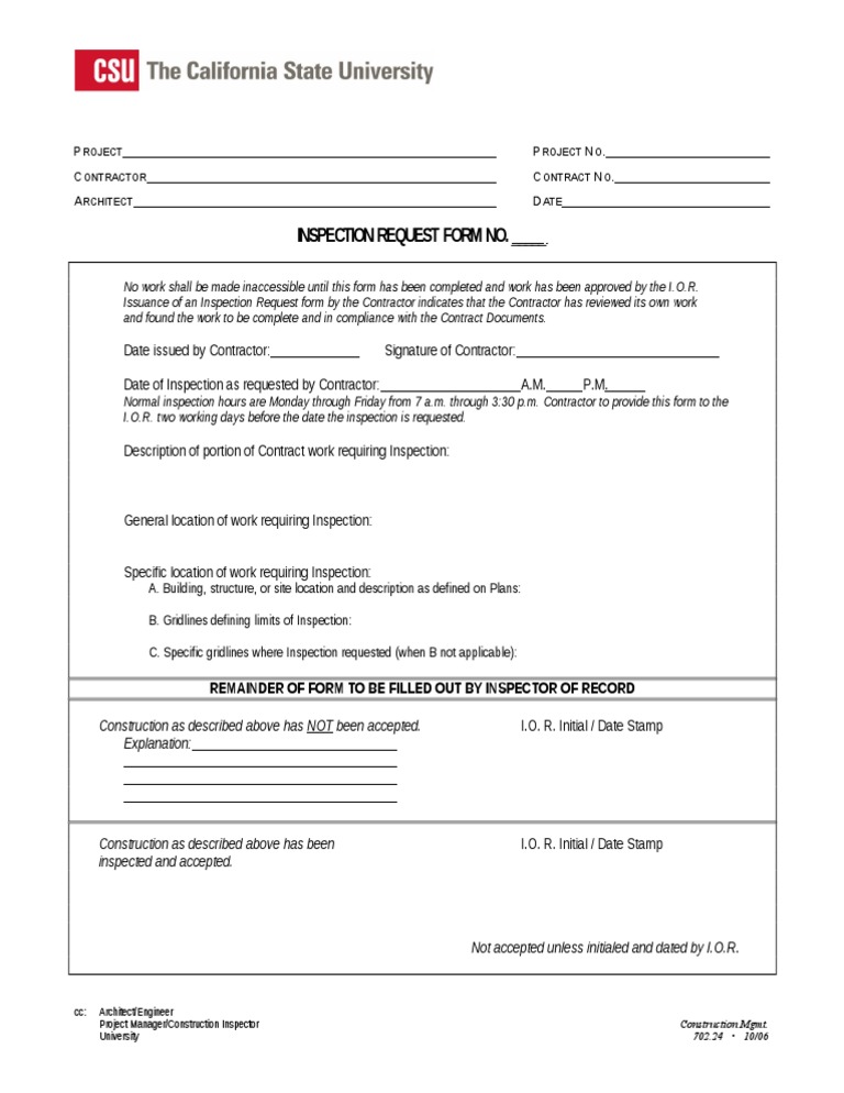 CM Inspection Request Form | PDF
