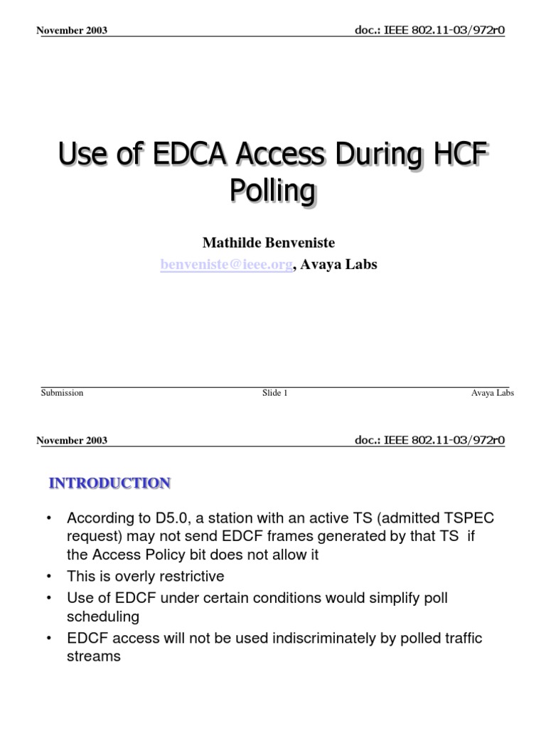 EDCA Access in HCF Polling | PDF | Science & Mathematics | Technology ...