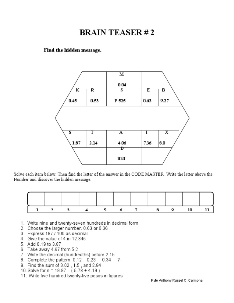 Brain Teaser # 2: Find The Hidden Message | PDF | Home & Garden | Art