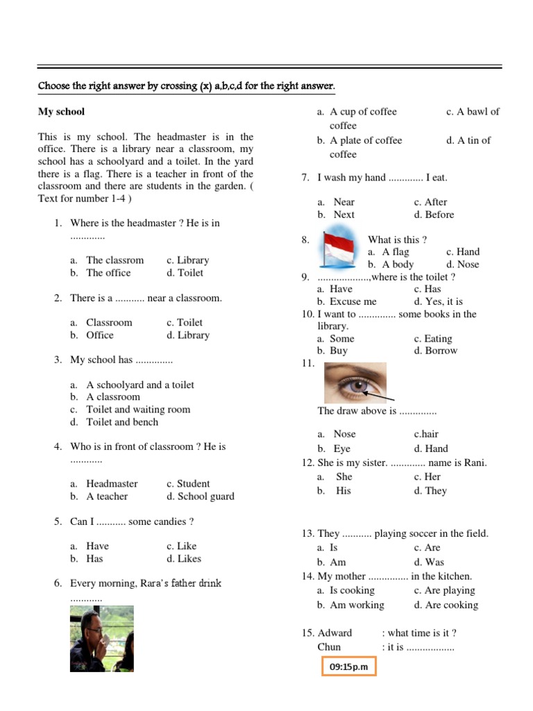 Soal Tes Bahasa Inggris Isian Olimpiade