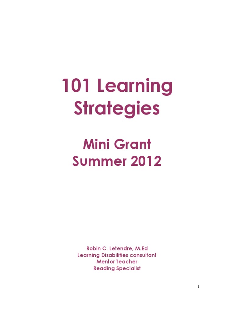 101 Learning Strategies | PDF | Reading (Process) | Playing Cards