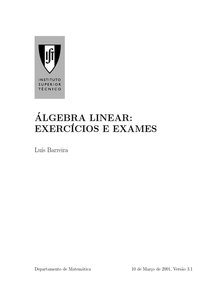 Algebra Linear Exercicios Exames | PDF | Matrix Theory | Matrix ...
