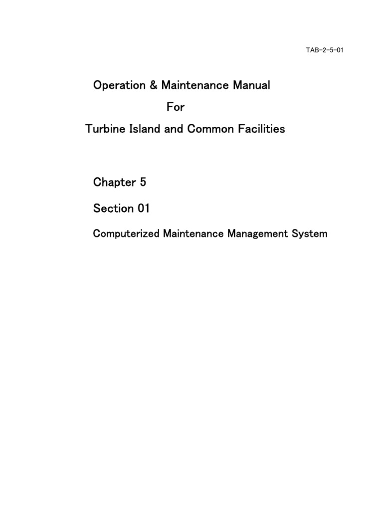 Operation & Maintenance Manual For Turbine Island and Common Facilities ...