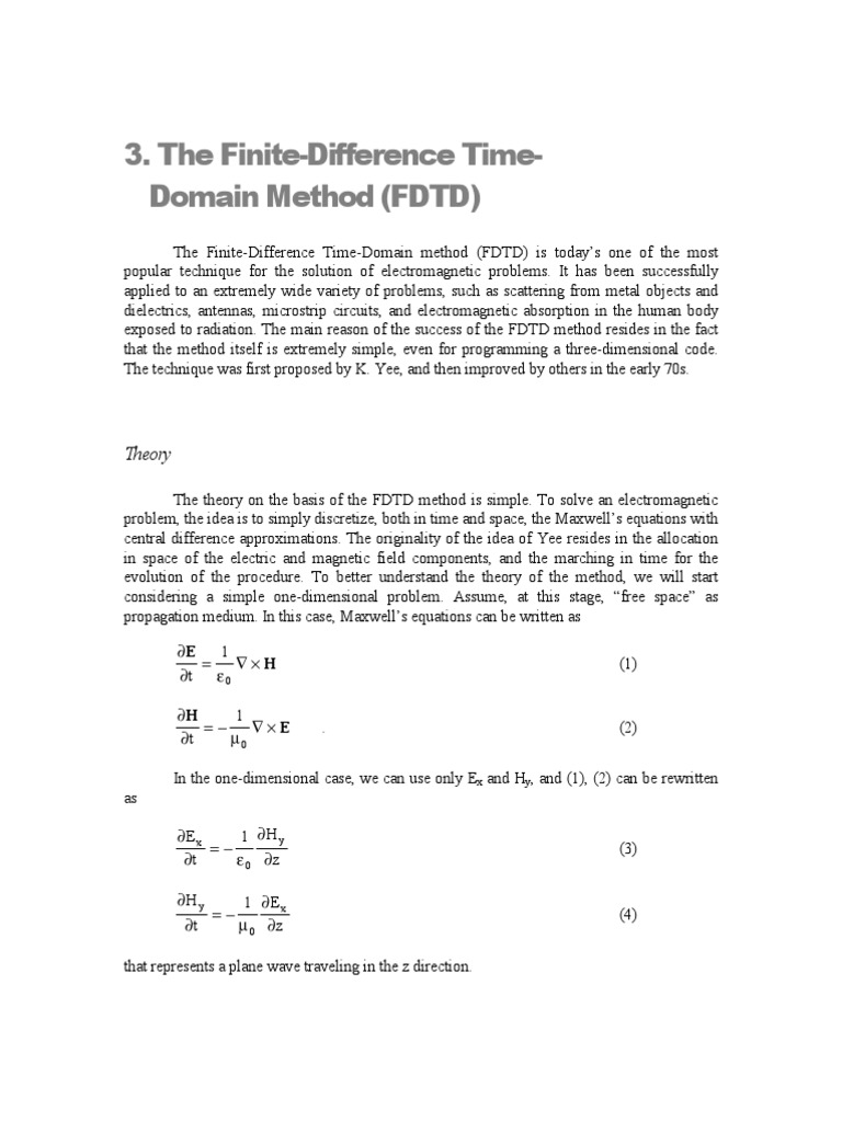 The Finite-Difference Time-Domain Method (FDTD) | PDF