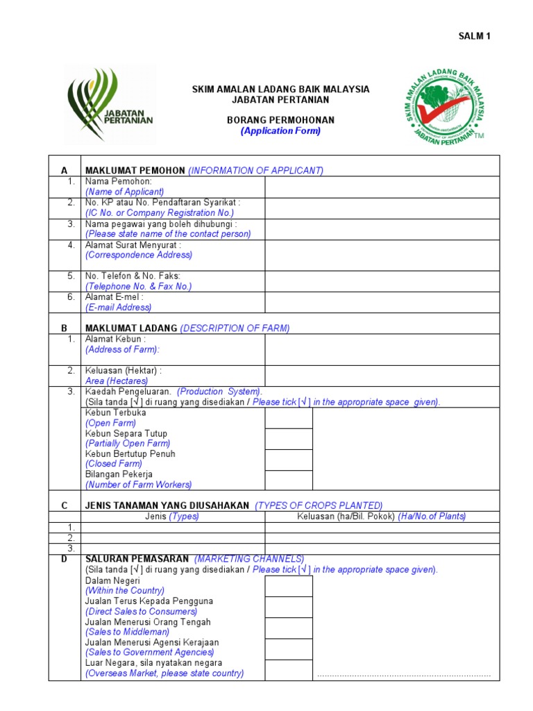 Salm 1 Borang Permohonan Pdf