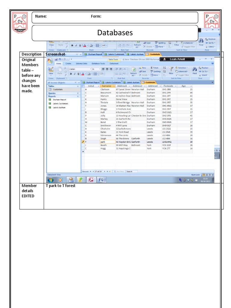 Database Member Management Report | PDF