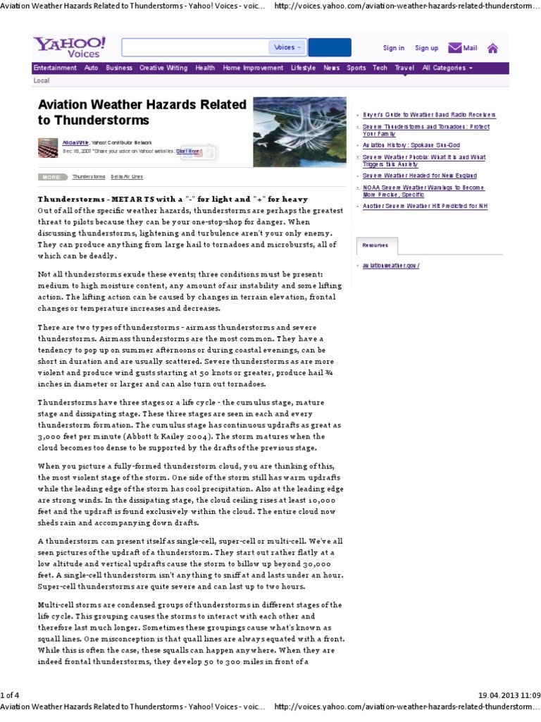 Aviation Weather Hazards Related To Thunderstorms Pdf Yahoo