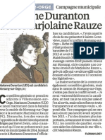 Marianne DURANTON défie Marjolaine RAUZE - Le Parisien - 25 01 13