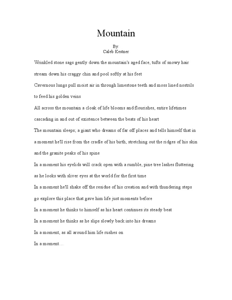 Mountain Poem by Caleb Kestner | PDF | Poetry