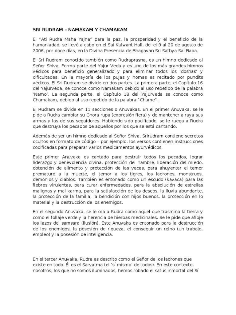 Sri Rudram - Namakam y Chamakam | PDF | Shiva | Felicidad