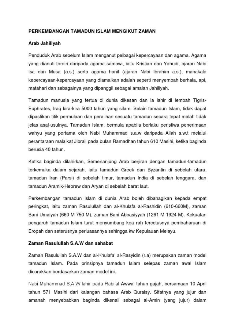 Perkembangan Tamadun Islam Pdf