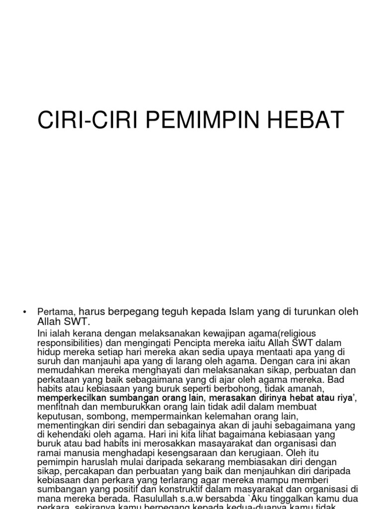 Ciri Ciri Pemimpin Hebat Pdf