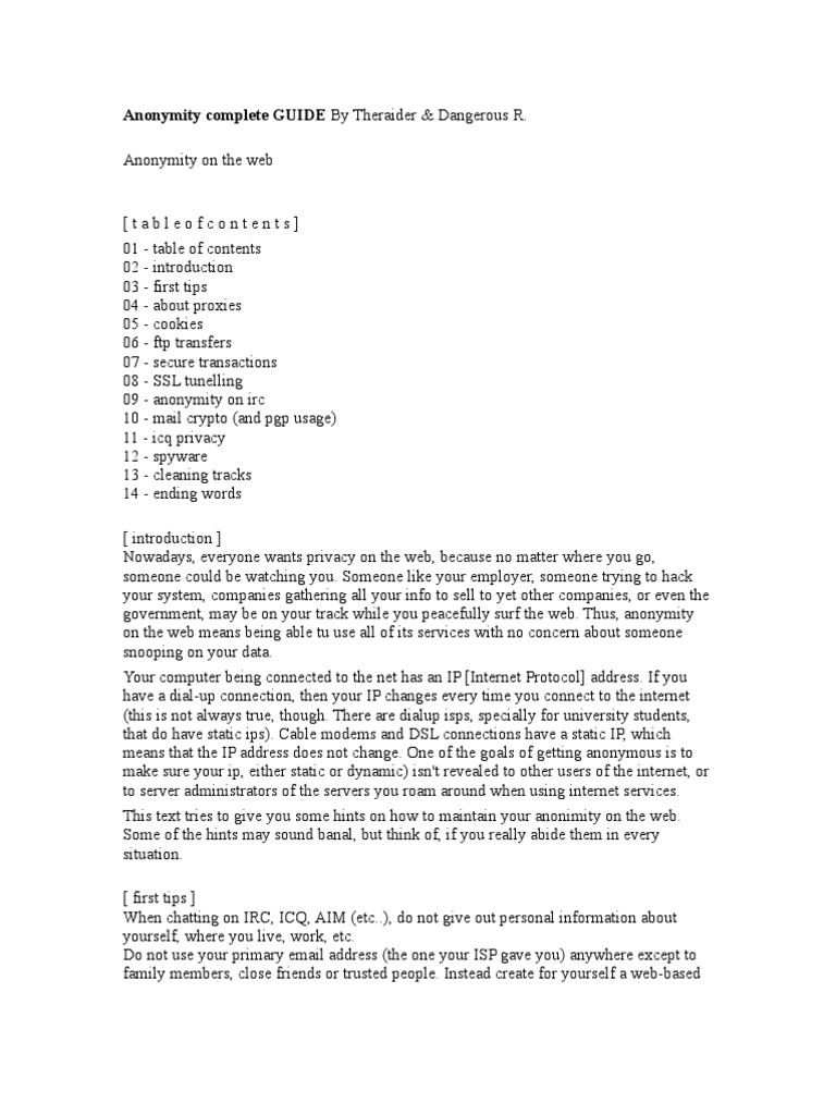 Anonymity Complete GUIDE | PDF