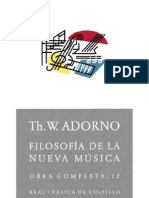 Adorno Theodor Filosofia de La Nueva Musica Obra No 12 1973 Akal