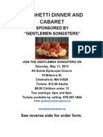 Spaghetti Dinner and Cabaret: Sponsored by "Gentlemen Songsters"