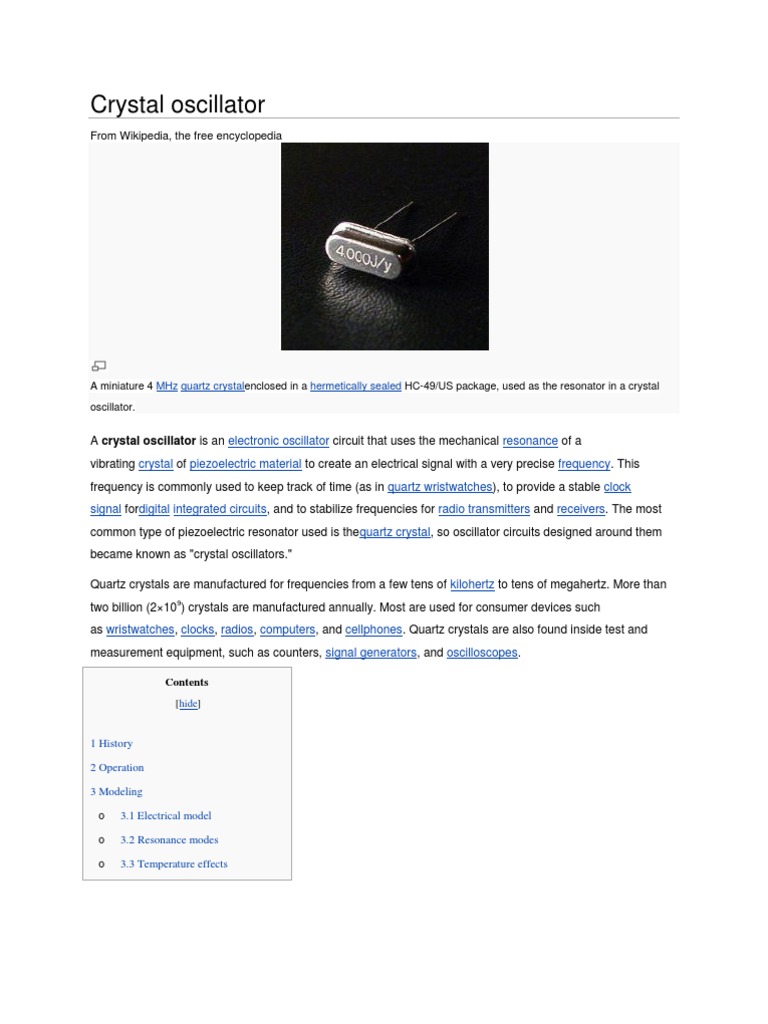 Crystal Oscillator PDF Resonance Capacitor