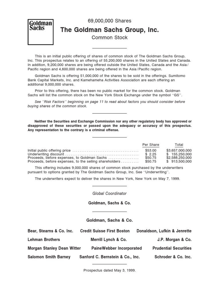 Ipo Prospectus Gs | PDF | Market Liquidity | Financial Markets
