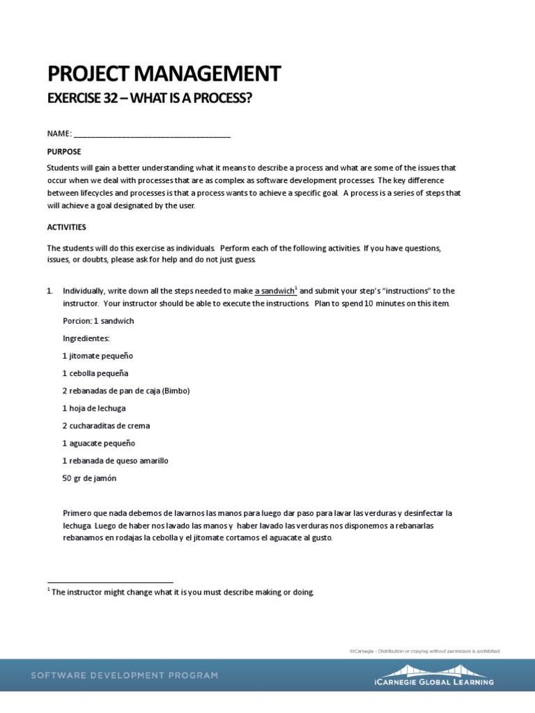 Project Management: Exercise 32 - What Is A Process? | PDF | Self ...
