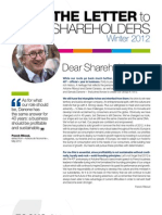 Letter to Shareholders - Winter 2012