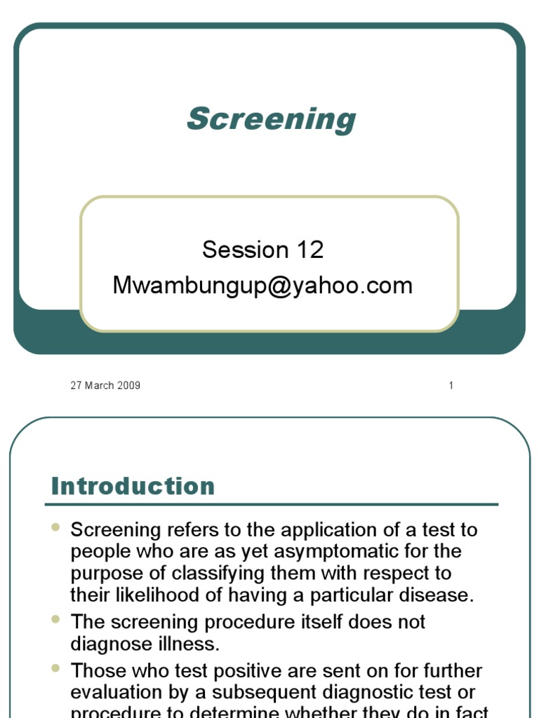 Understanding Disease Screening Methods | PDF | Sensitivity And ...