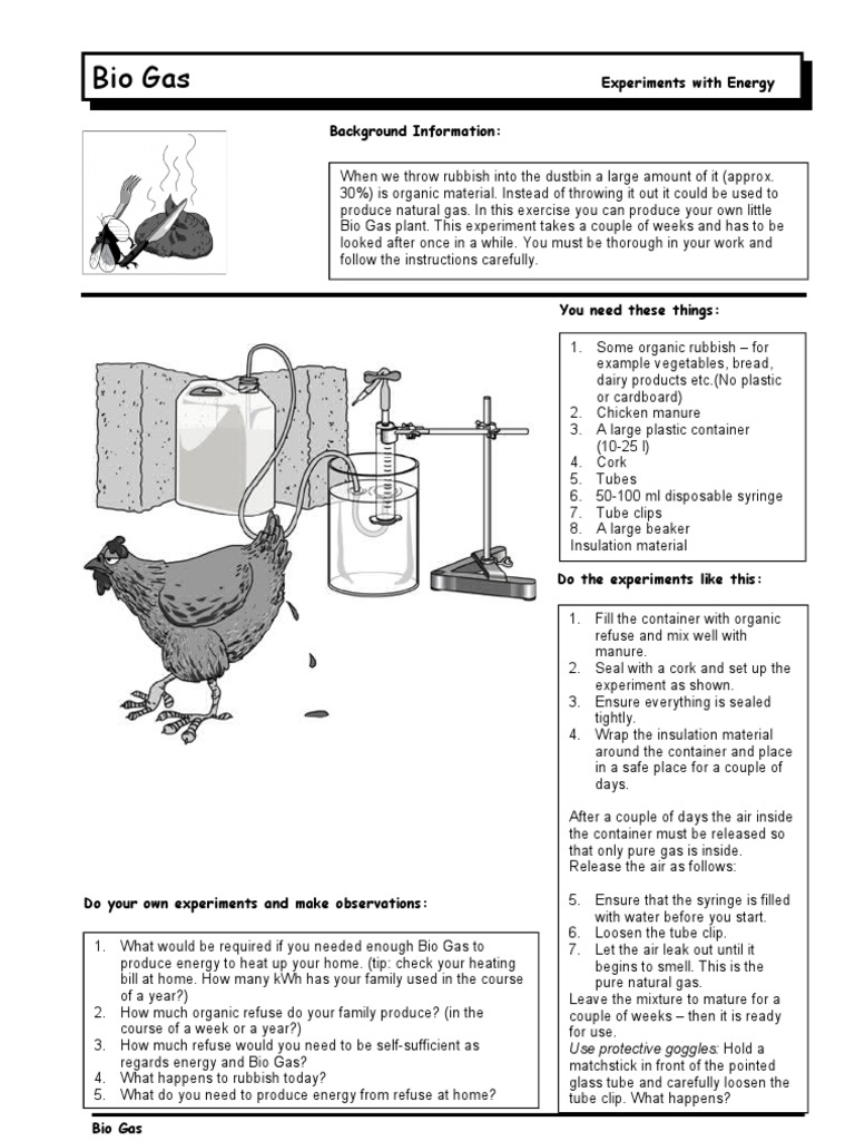 Bio Gas: Experiments With Energy Background Information | PDF