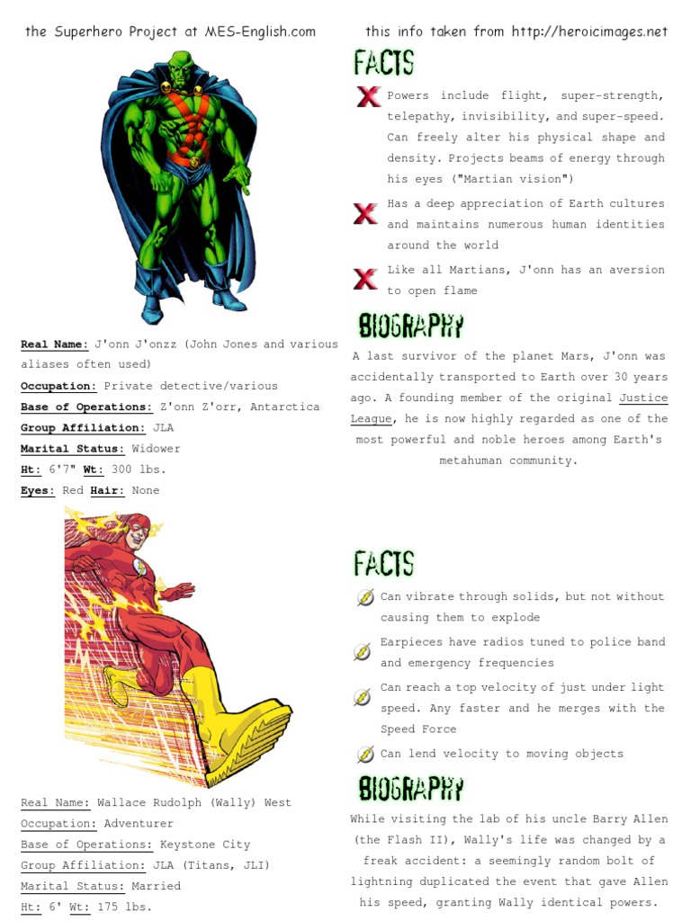 Super Hero Info | PDF | Fictional Vigilantes | Dc Comics Characters