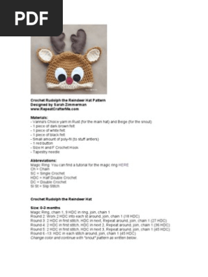 Rudolph the Reindeer Crochet Hat Pattern