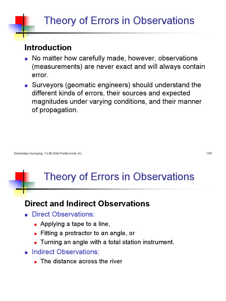 Theory of Errors in Observations Accuracy And Precision Observational Error