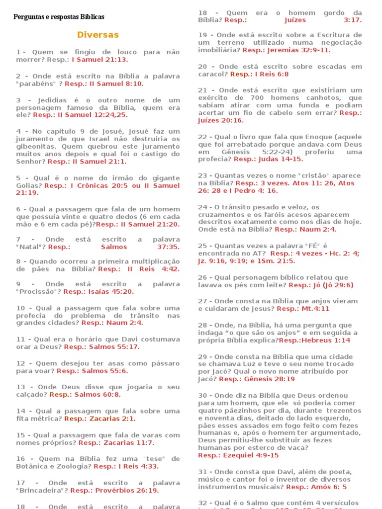 Perguntas E Respostas Sobre A Bíblia Sagrada