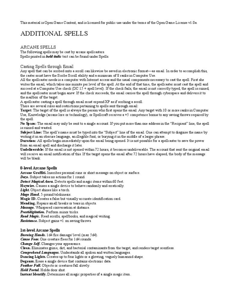 Acquiring Arcane Spells Guide | PDF