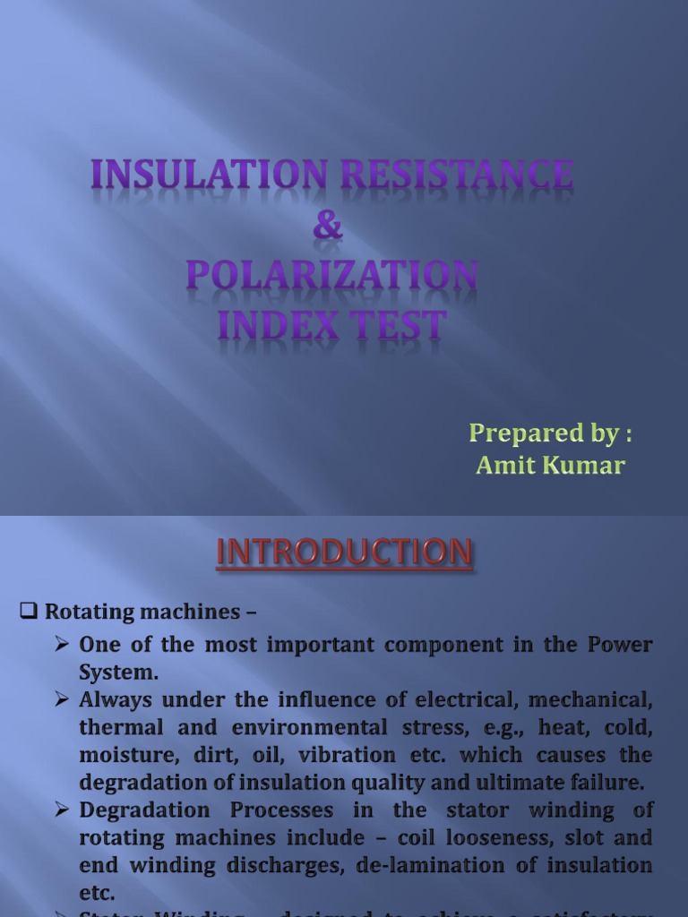 Polarization Index Test Insulator (Electricity) Electrical