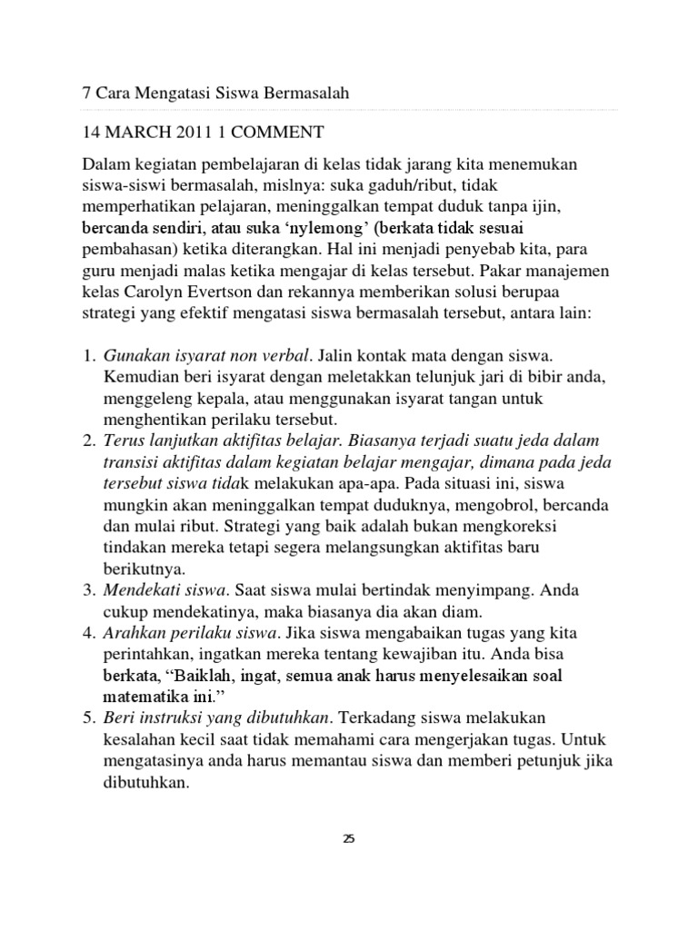 7 Cara Mengatasi Siswa Bermslh Pdf