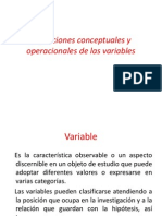 Definiciones Conceptuales y Operacionales de Las Variables