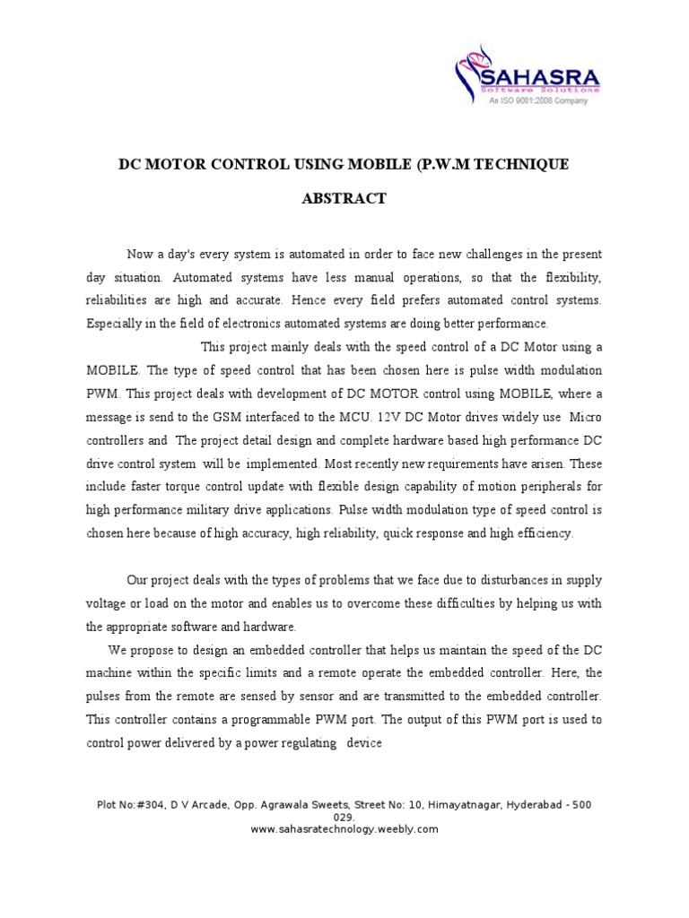 Mobile DC Motor Speed Control System | PDF | Computers