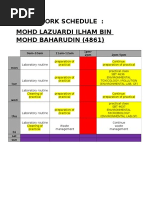 Daily Work Schedule Wadi
