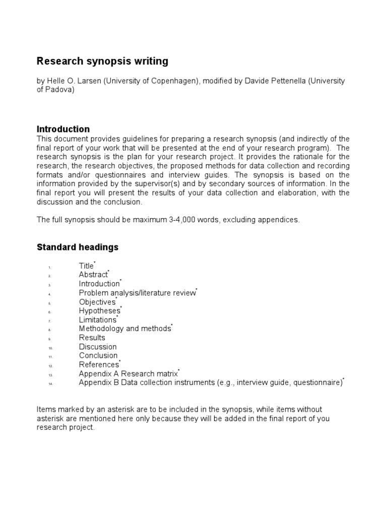 Research Synopsis | PDF