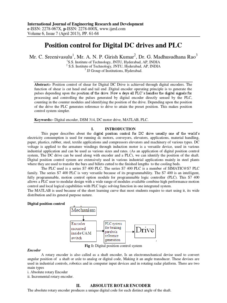 Digital Position Control for DC Drives | PDF | Programmable Logic ...