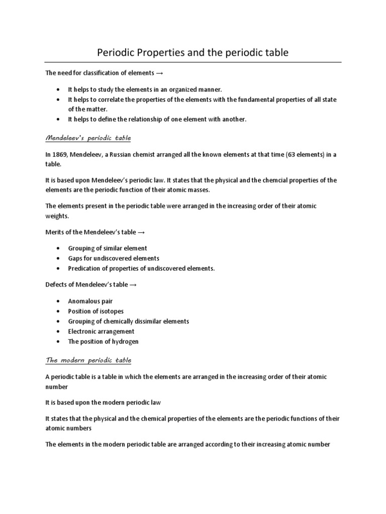 Periodic Properties and The Periodic Table | PDF | Periodic Table ...