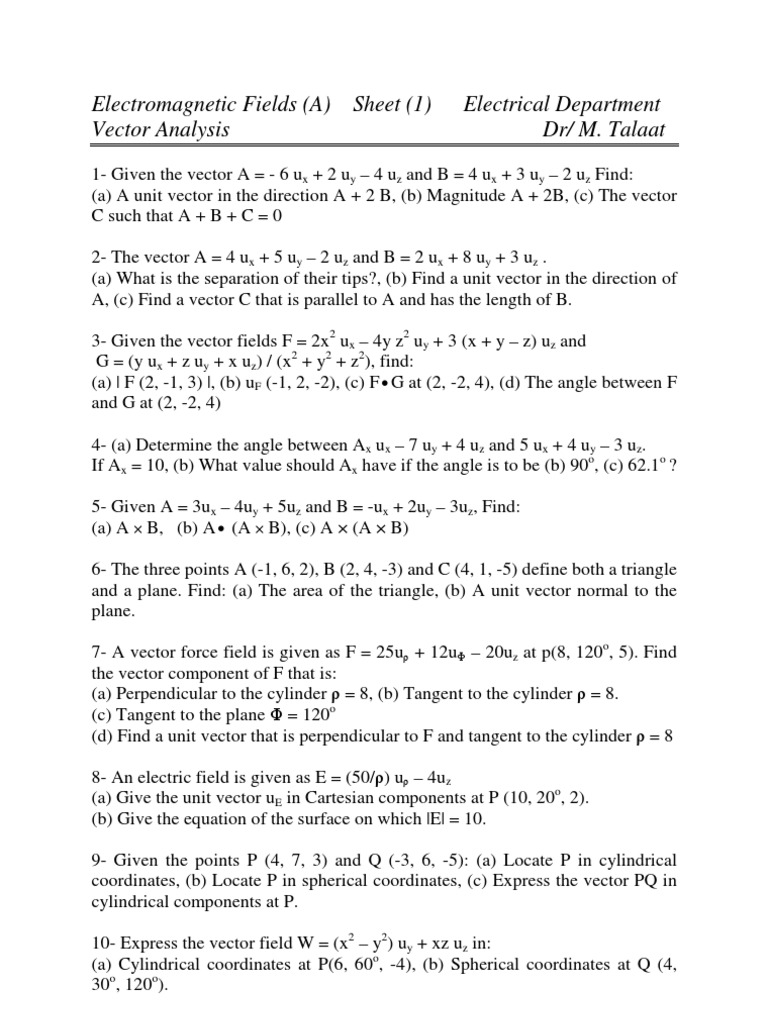 Electromagnetic Fields Exercises | PDF | Capacitor | Electrical ...