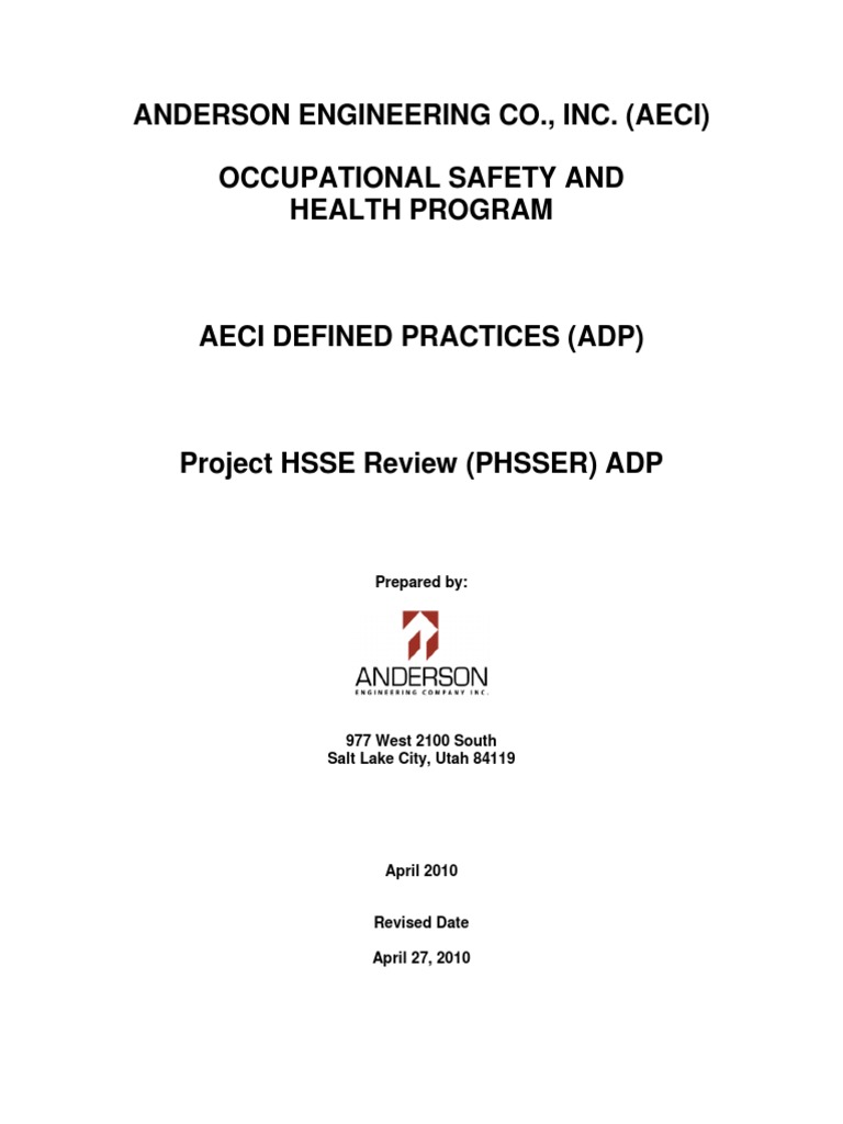 PHSSER Guidelines for AECI Projects | PDF | Safety | Occupational ...