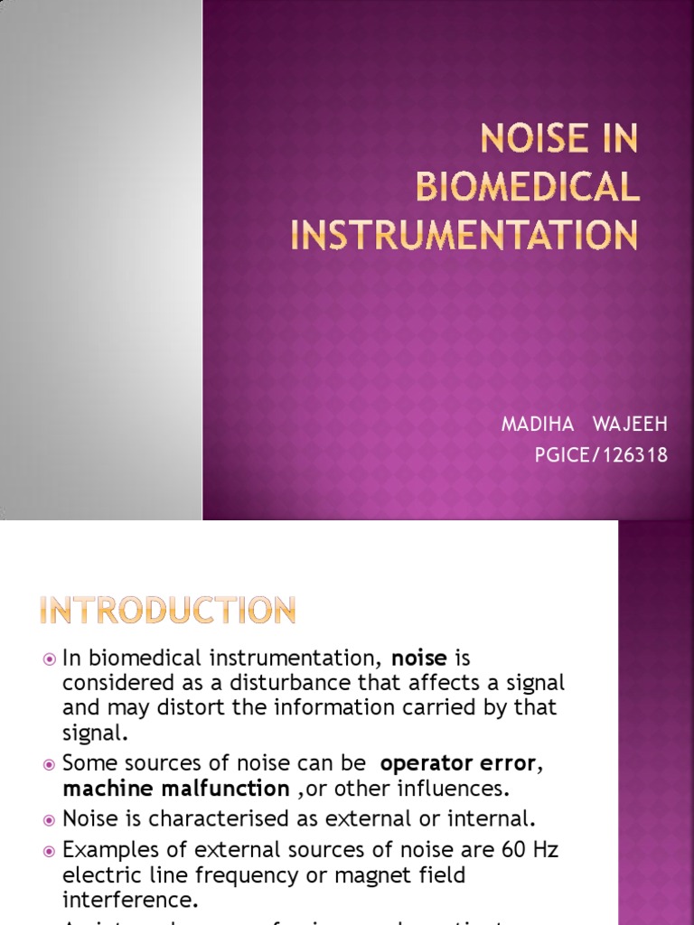 Noise in Biomedical Instrumentation PDF Amplifier Electrocardiography