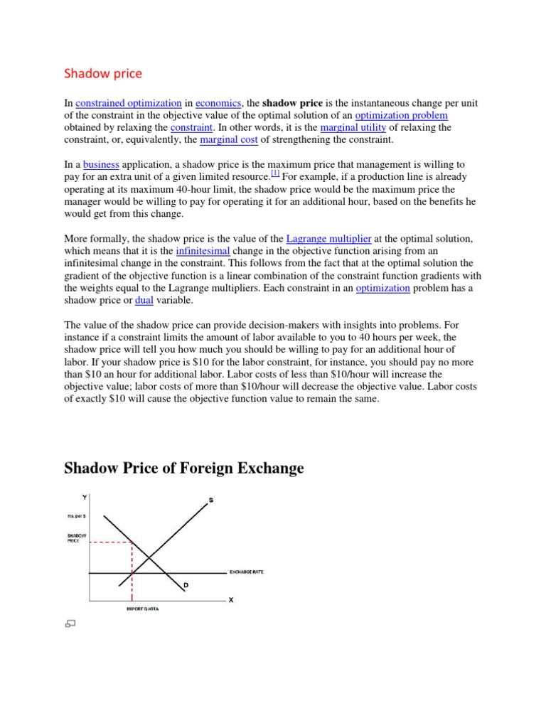 Shadow Price of Foreign Exchange | PDF | Economic Theories | Economics