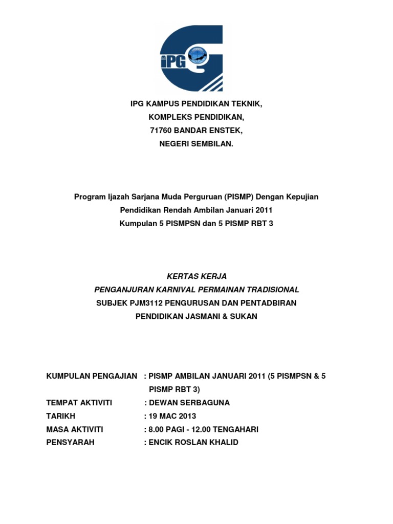 Kertas Kerja Permainan Pdf