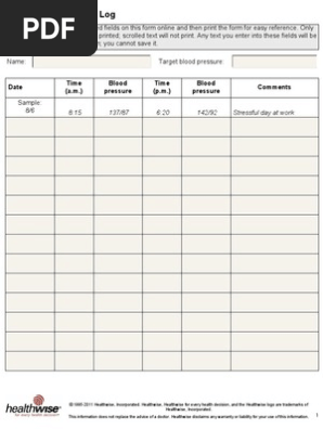 Blood Pressure Log