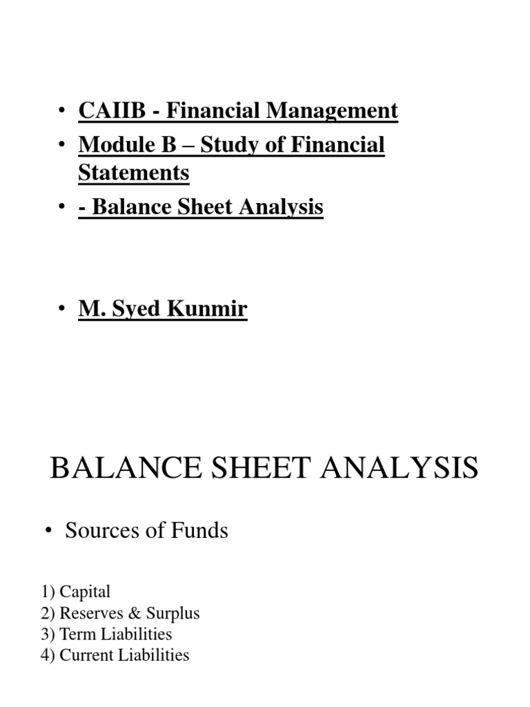Balance Sheet Analysis PDF Balance Sheet Loans