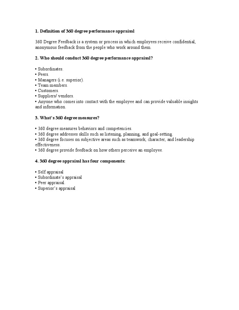 360 Degree Performance Appraisal | PDF