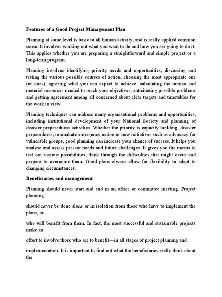 Importance Of Project Planning Pdf