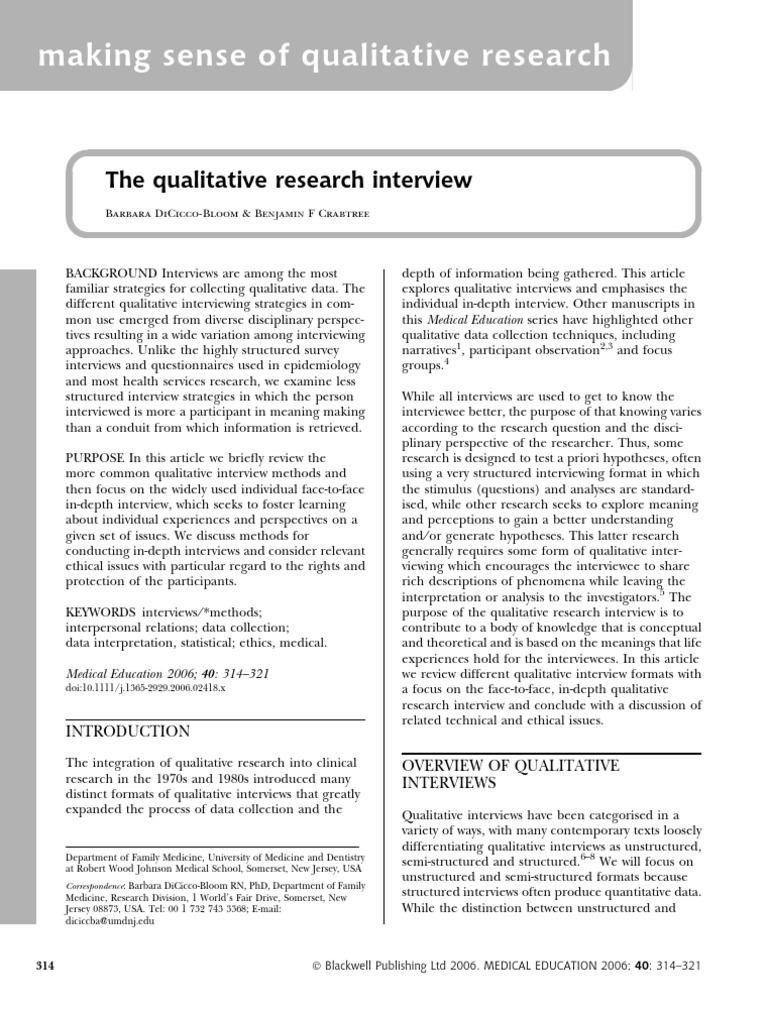 The Qualitative Research Interview Pdf Qualitative Research Interview