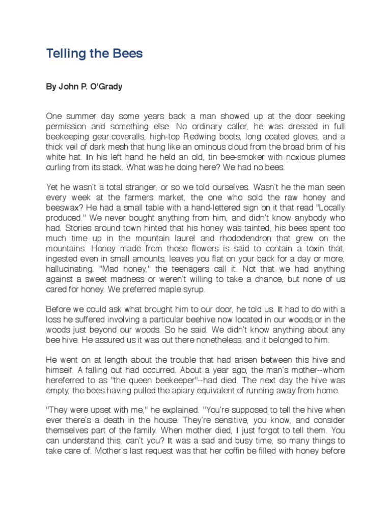 Telling The Bees | PDF | Beekeeping | Beehive